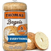 Thomas' Everything Bagels, 6 count, Soft Pre-sliced Bagels, 20 oz Bag (Pack of 3)
